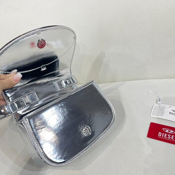 Diesel Silver Simple Brand Logo Shoulder Bag - Picture 8 of 9